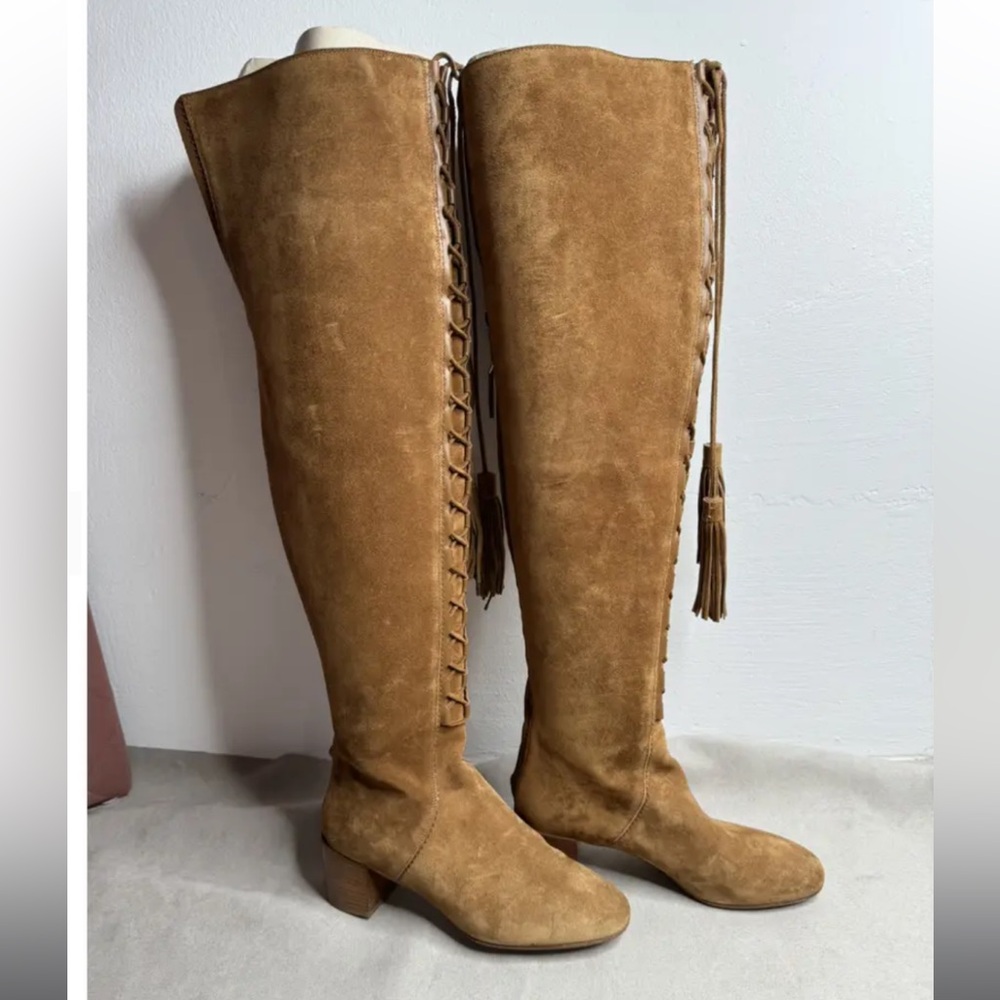 Michael Kors Tan Suede Over-the-Knee Boots